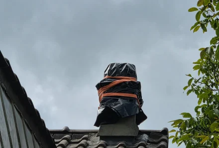 Intervention suite à début d&rsquo;incendie, sur une cheminé, mise hors eau